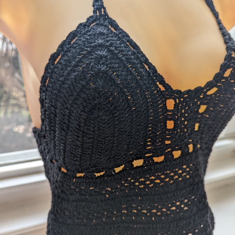 Black Embroiderd Adjustable Halter - image 2